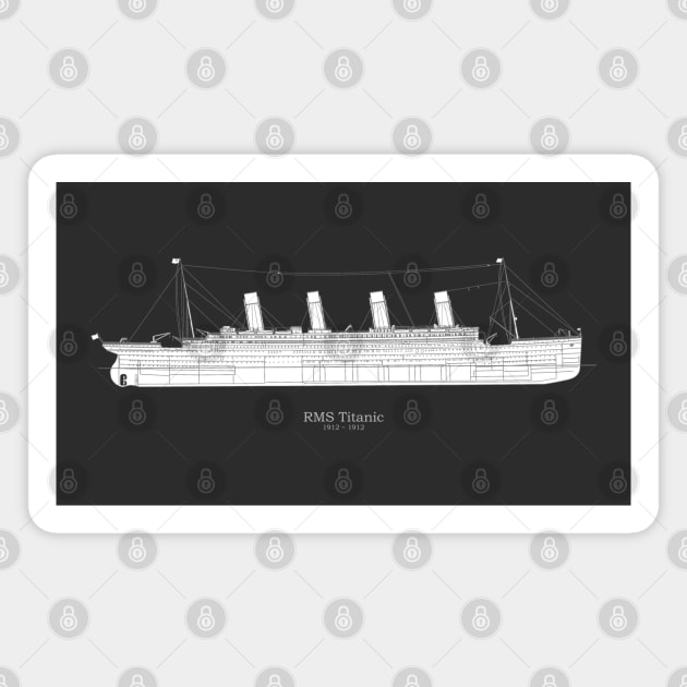 RMS Titanic ship plans. White Star Ocean Liner - PBpng Magnet by SPJE Illustration Photography